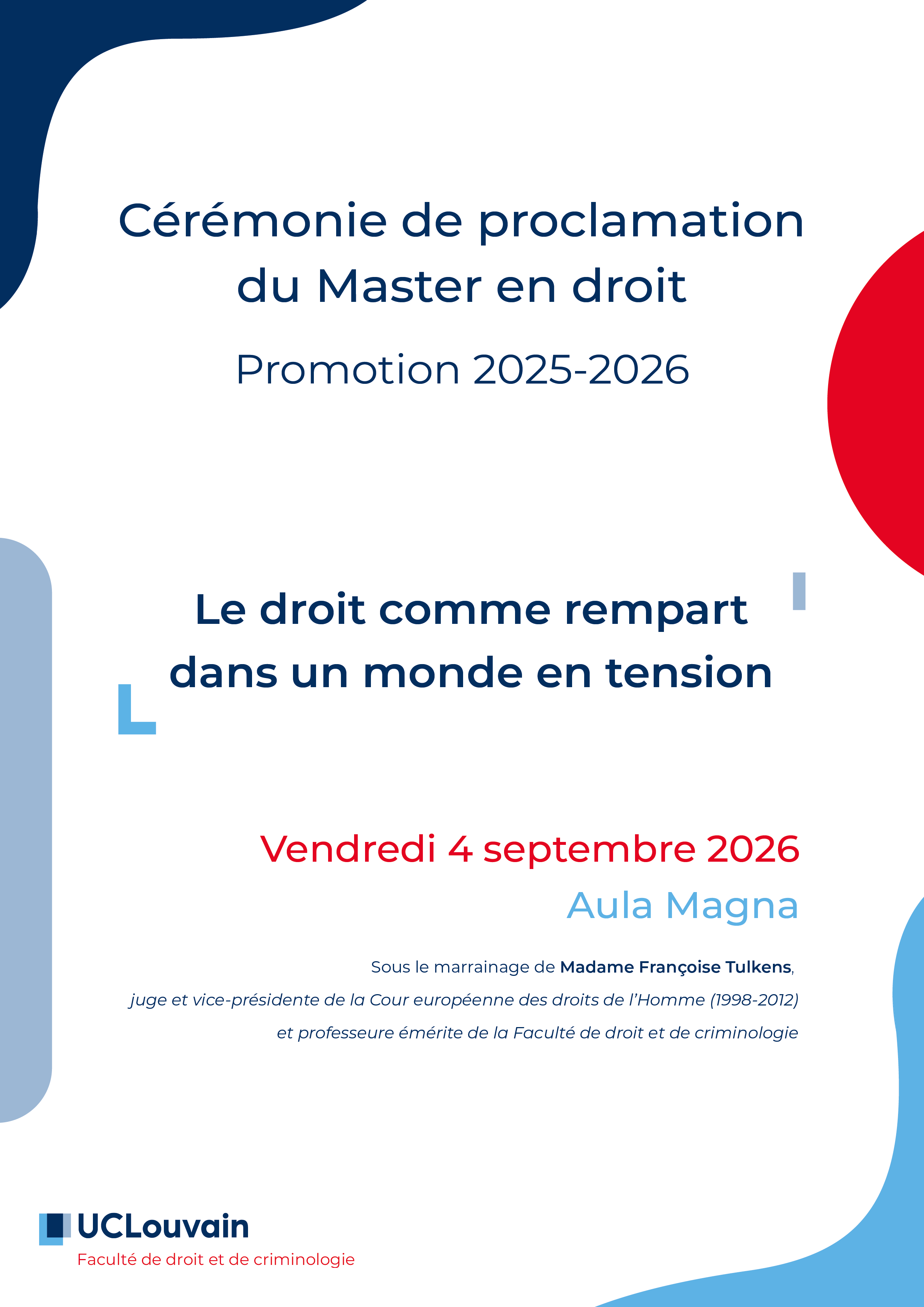 Affiche de la cérémonie de proclamation du Master promotion 2025-2026