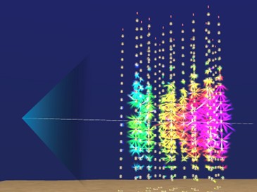 Représentation visuelle du neutrino observé par KM3NeT